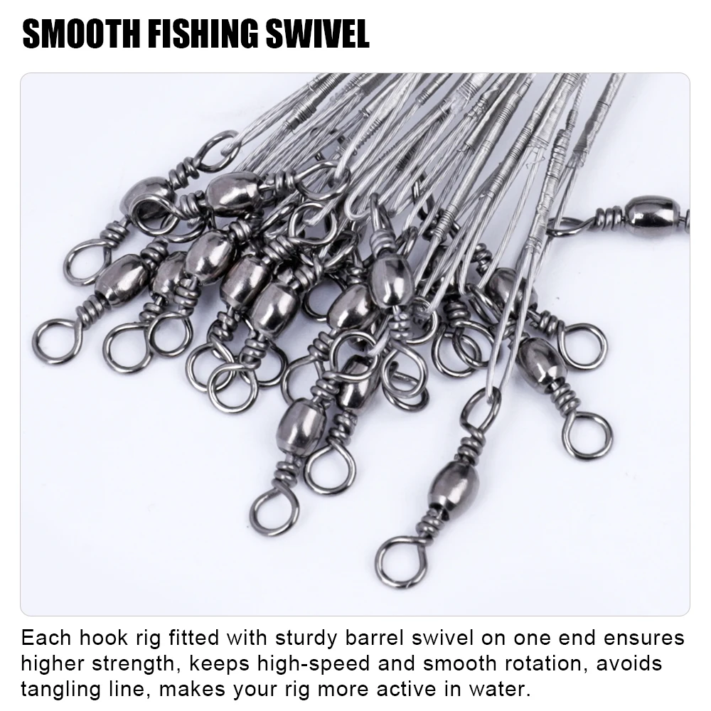 FTK 20 piezas correas de alambre de acero antimordida de 16cm/23cm para pescar 20LB-60LB línea de pesca líder con accesorios de gancho - imagen 4