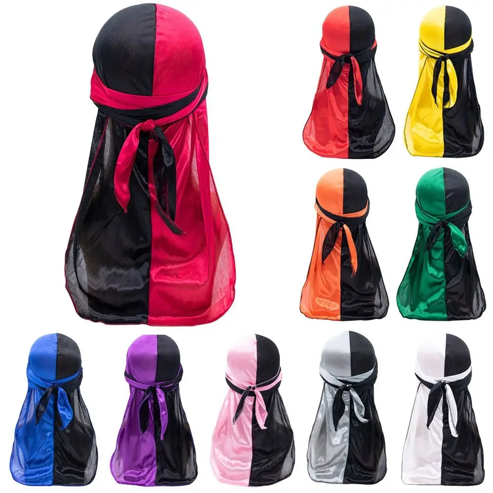 Pañuelo de seda para hombres y mujeres, turbante Durag, Hijab, sombrero pirata, bufanda para la cabeza contra el cáncer, gorro de quimio, envoltura para la cabeza preatada - imagen 2
