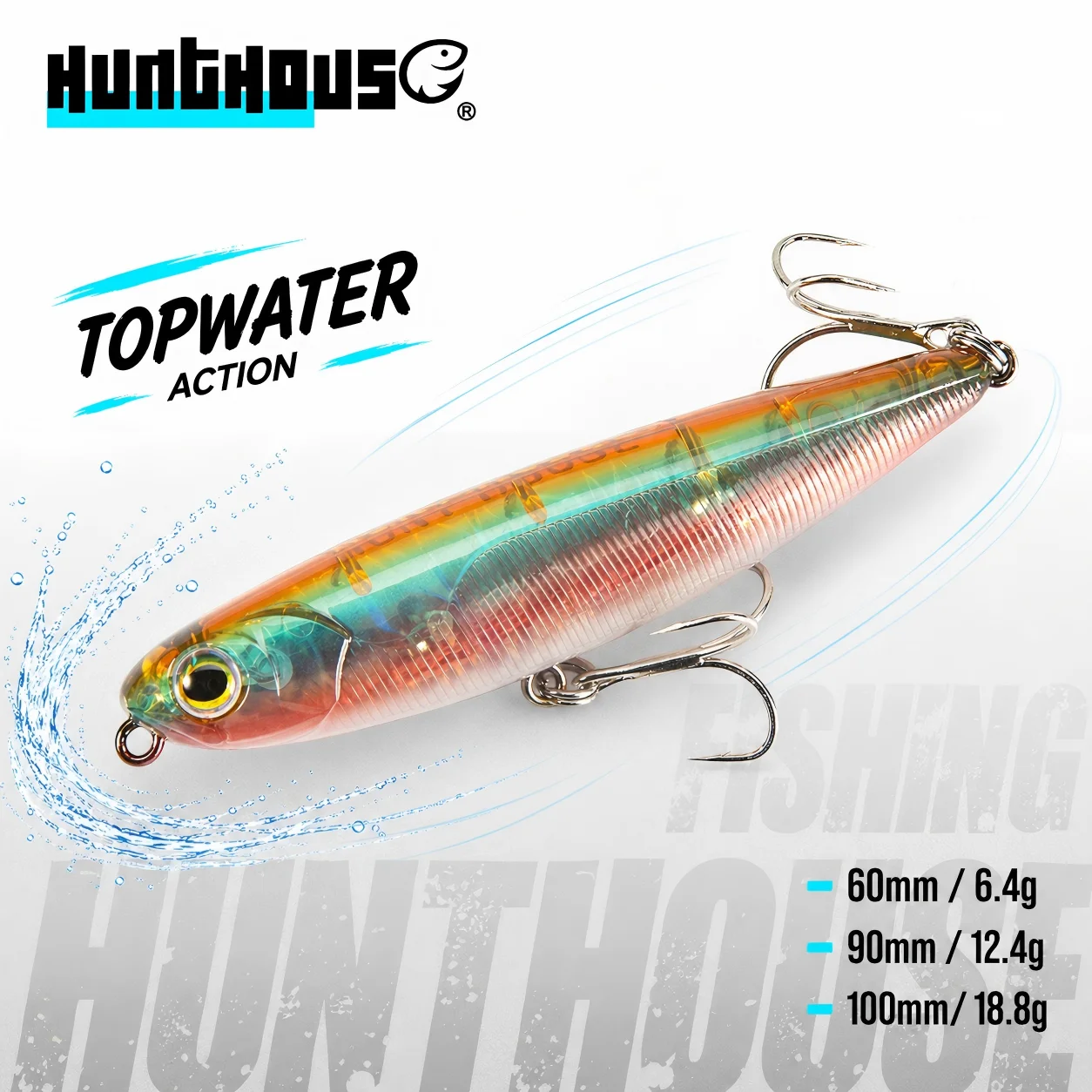 Hunthouse Topwater: Señuelo superficie lubina Pike 60-100mm - imagen 2