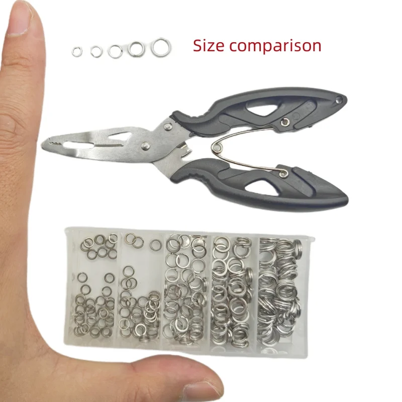 100/200 anillos divididos de acero inoxidable de alta resistencia, conectores de cebo con alicates de pesca - imagen 4
