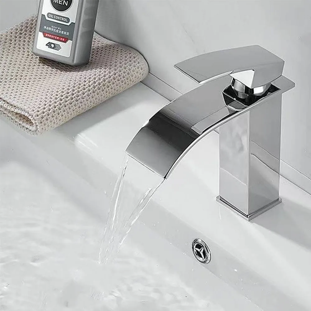 Lavabo en cascada, grifo alto y bajo de acero inoxidable, lavabo negro para inodoro frío y caliente, baño y hogar - imagen 2