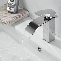Lavabo en cascada de acero inoxidable grifo alto y bajo negro