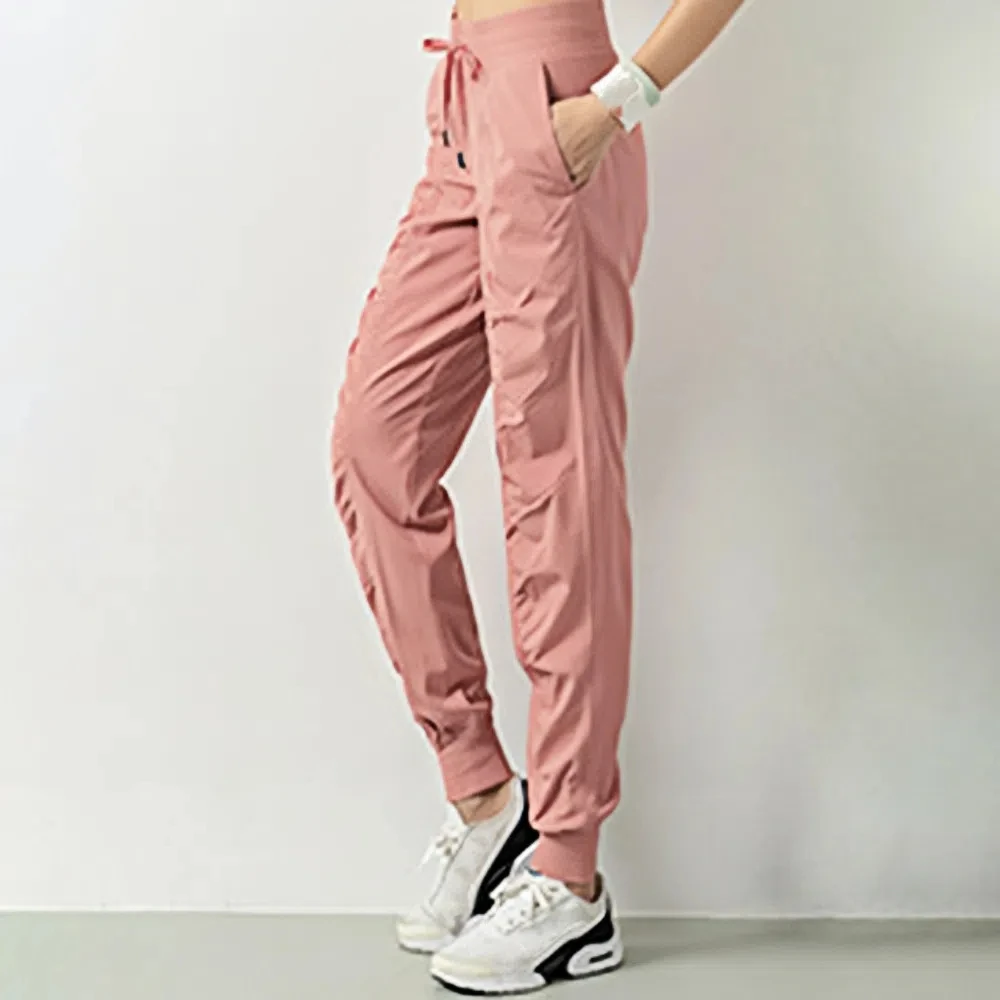 Ropa deportiva Pantalones para correr arrugados Pantalones largos cónicos de yoga Pantalones elásticos de cintura alta Fitness - imagen 3