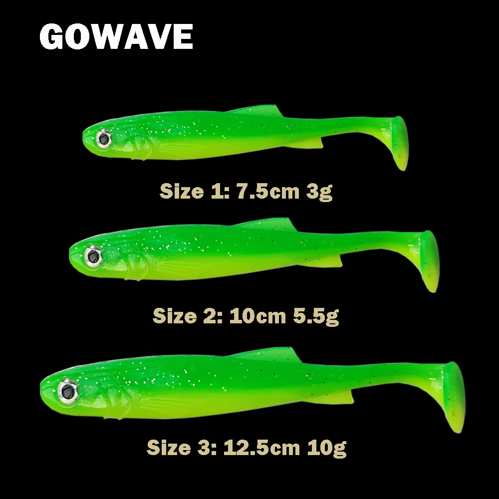 5 uds Softbait Shad Swimbait 12,5 cm aparejos de pesca de agua salada señuelo de gusano Artificial anzuelo lubina trucha Pike Brochet de pececillo negro - imagen 5