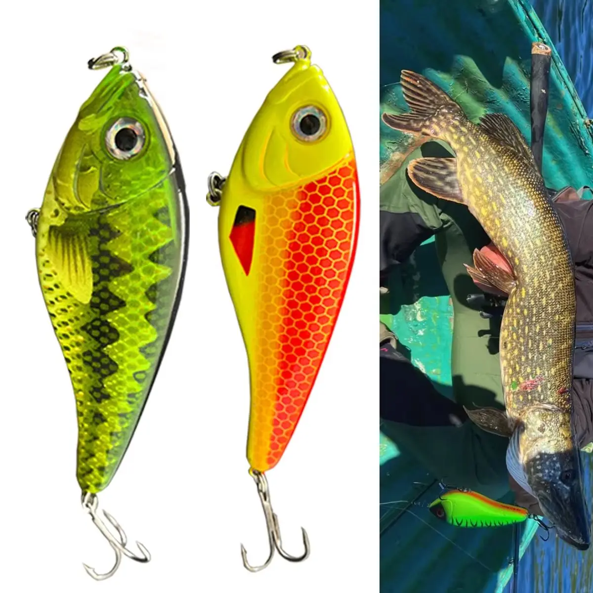 Jerkbaits de natación almizclados, señuelos deslizantes de hundimiento lento, 11,5 cm, 36g, Crankbaits de sonido fuerte, señuelo Jerkbait para pesca de Lucio, Walleye - imagen 2