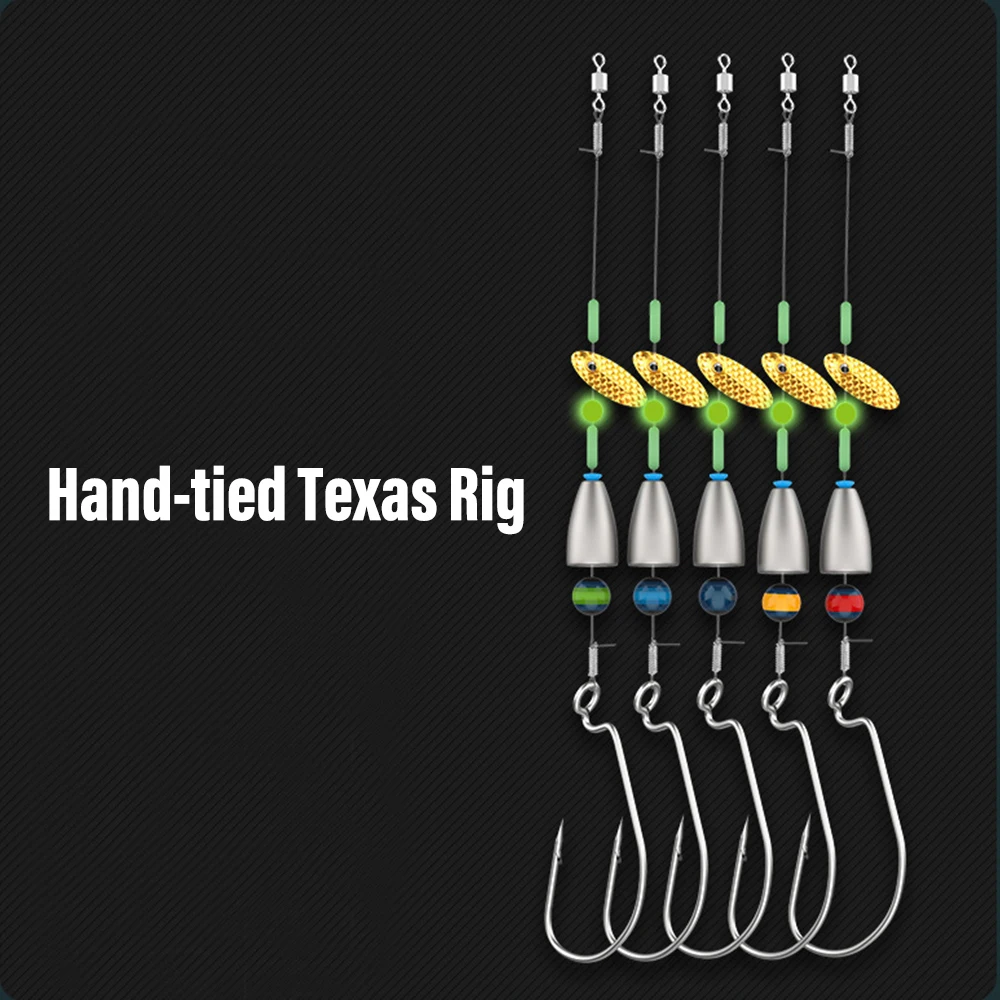 5 uds Texas Rig con plomo de peso de pesca 3,5g-10g aparejo de pesca de Surf para Swimbaits de plástico suave larvas de gusano lubina Walleye bagre - imagen 3