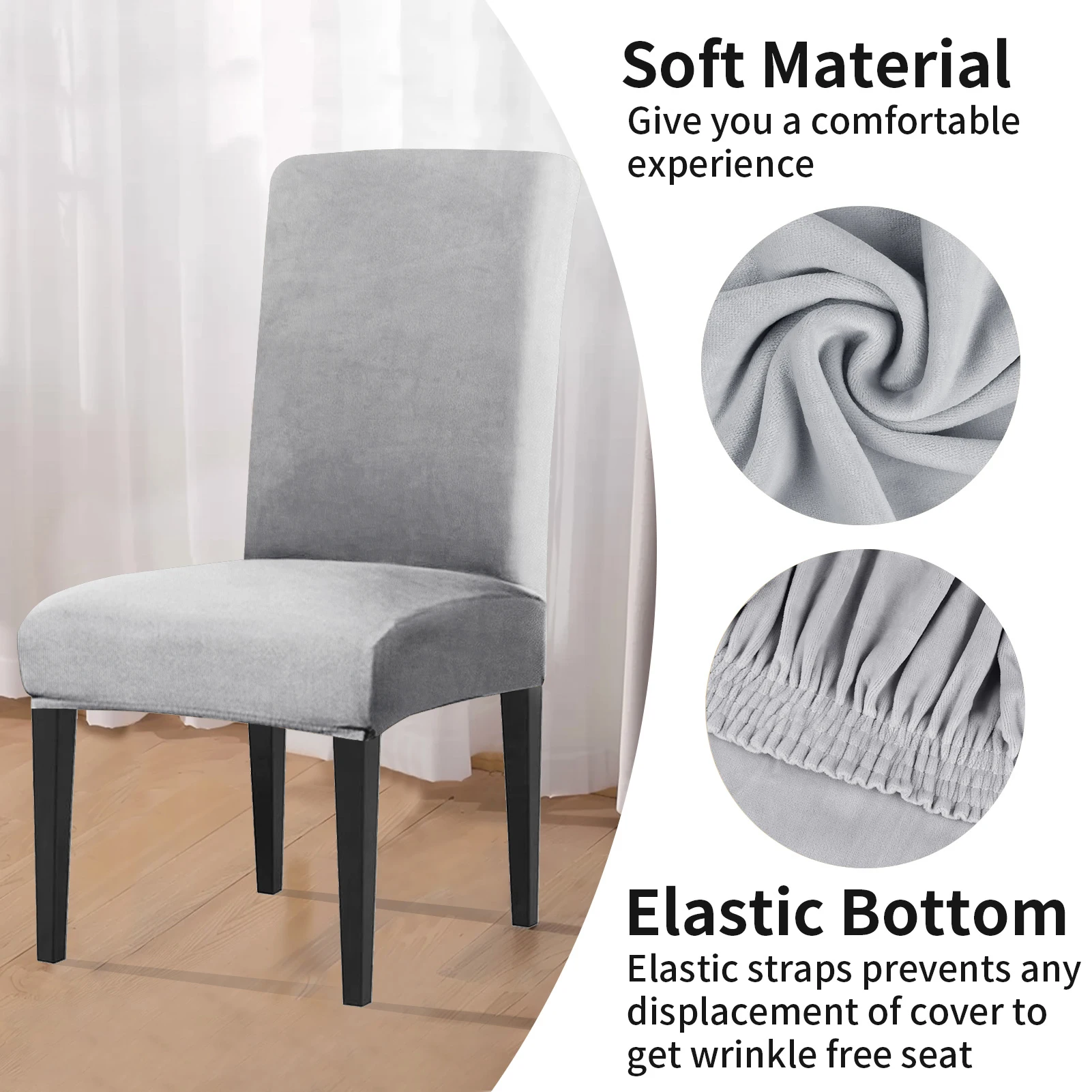 Funda de tela de terciopelo para silla, fundas para sillas Parsons súper suaves para comedor, lujosas fundas para asientos de oficina elásticas para banquete, 4/8 Uds. - imagen 3