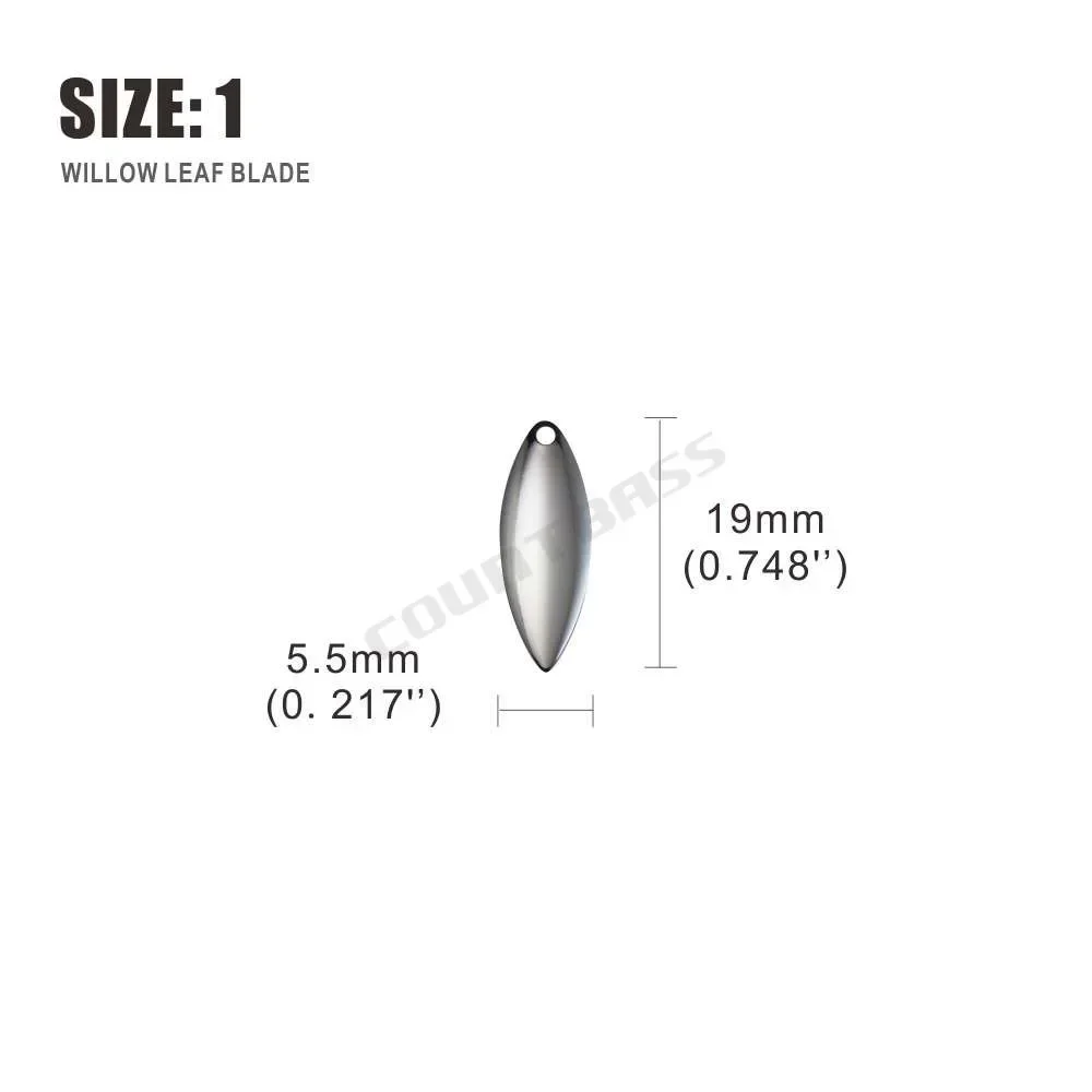 Countbass 50 Uds tamaño 1-6 hojas giratorias de sauce de acero níquel acabado liso, Señuelos de pesca con cebo giratorio DIY, aparejos artesanales - imagen 4