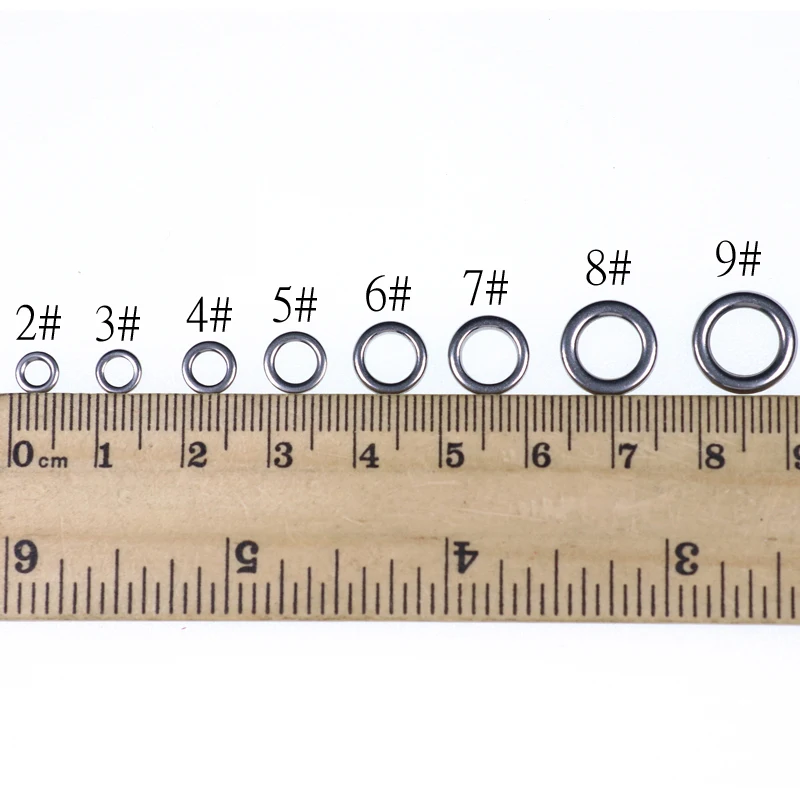 Wifreo-Anillo de pesca pulido de 100 unids/bolsa, anillo de acero inoxidable, accesorios de pesca, señuelo resistente, anillo de Jigging - imagen 2