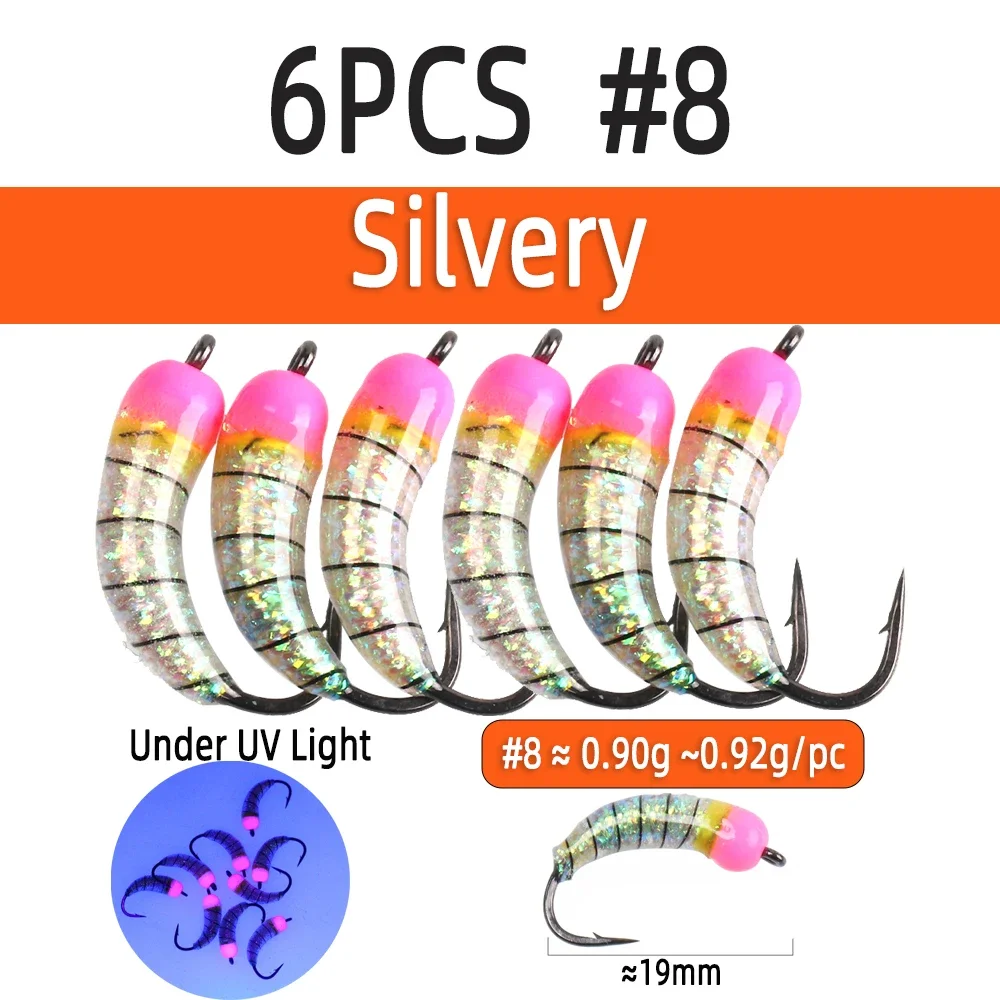 6pcs Silvery size 8