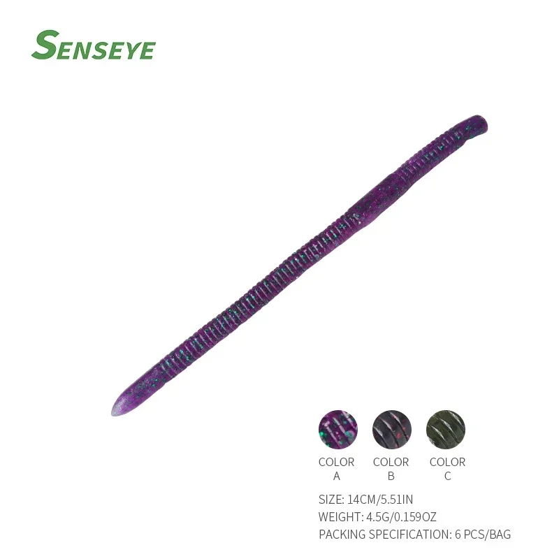 6 uds SENSEYE cebo suave truco gusano 4,5g 140mm Leurre Souple para todos los peces Iscas Señuelos de Pesca artificiales palo gusanos - imagen 3