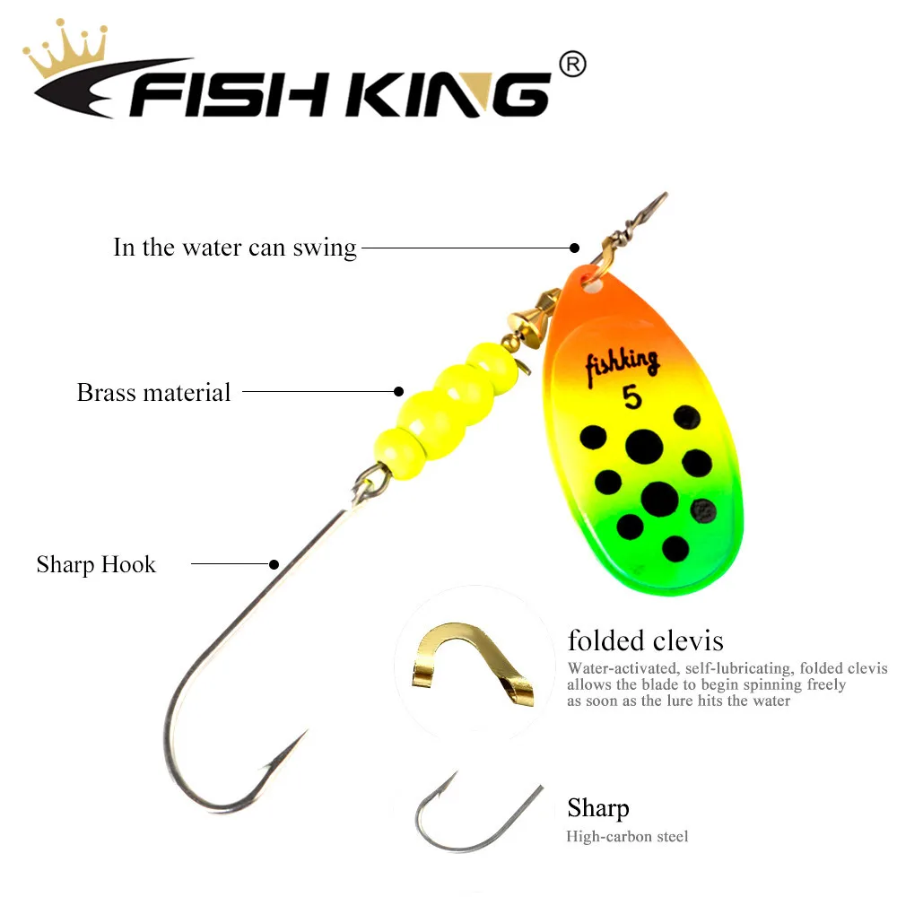 FISH KING-señuelo de pesca giratorio, cebo duro con gancho de alta calidad para carpa, lubina, 5g, 7,8g, 10,5g, 15g - imagen 5