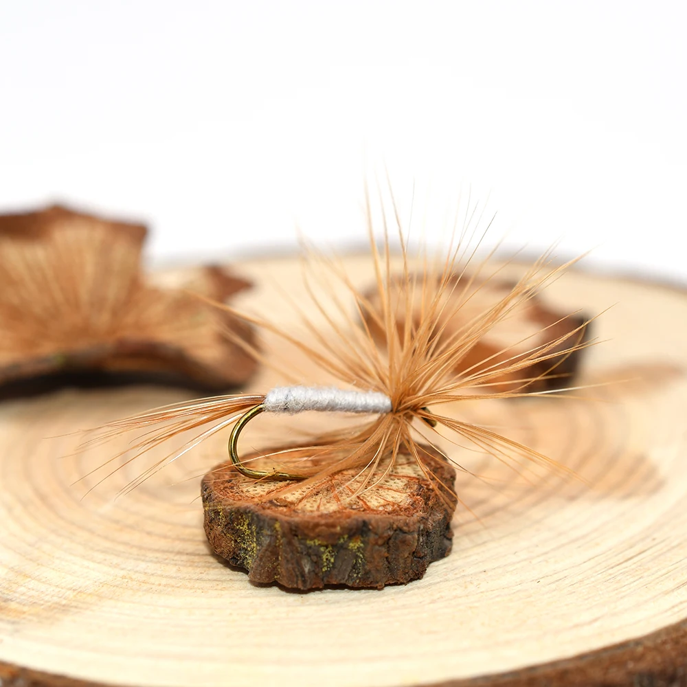 MNFT-señuelo de pesca de mosca seca clásica, cebo de trucha Mayflies, accesorios de pesca de mosca seca, imitación de barba marrón, Cuerpo gris, 10 #, 10 piezas - imagen 4