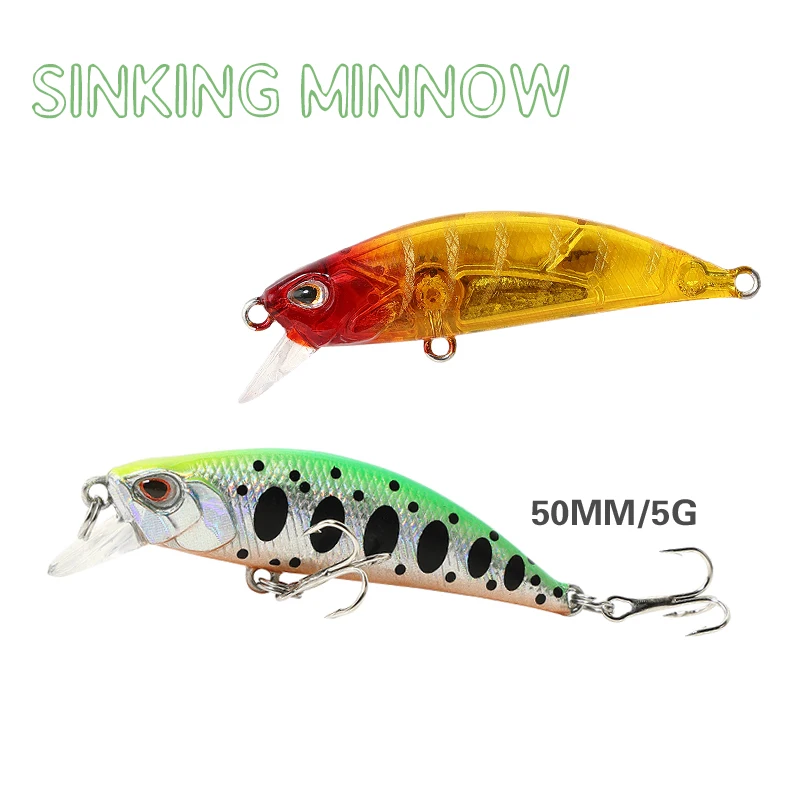 Mini Señuelos de Pesca que se hunden, cebo duro de plástico Artificial, aparejos de pesca de lubina, Jerkbait, Crankbait, 5,5 cm, 5g - imagen 5