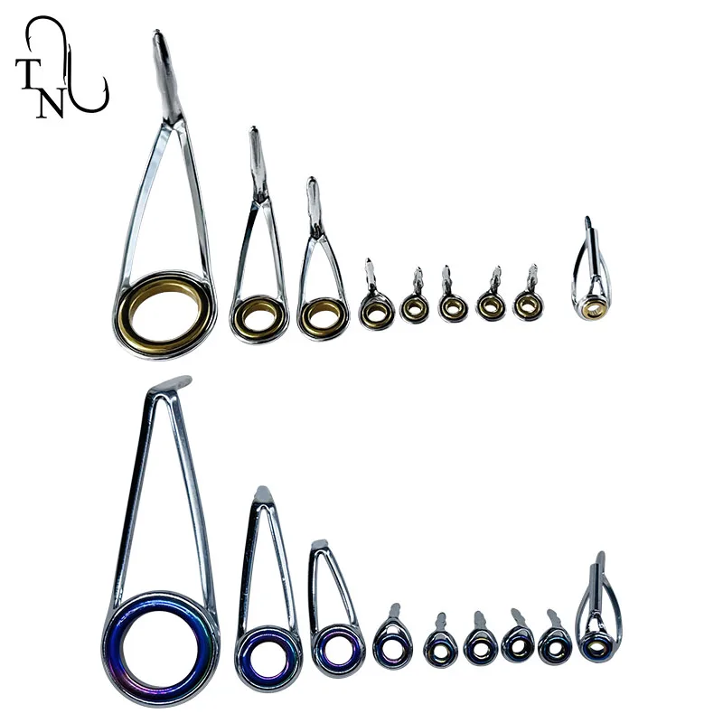 TN28-1 10 juegos de guías de caña de pescar UL giratorias, anillo de cerámica de acero inoxidable, anillo guía de acero inoxidable, reparación, montaje de reacondicionamiento DIY - imagen 3