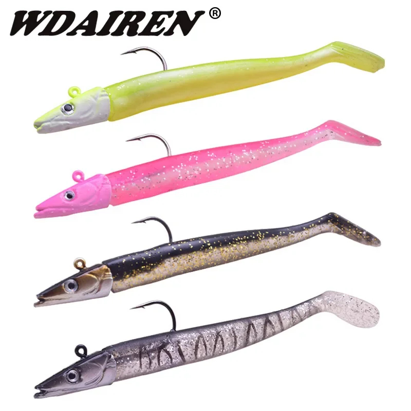 1 unidad de 12cm 16g cabeza de plantilla de plomo gancho único Wobbler señuelo de Pesca suave hundimiento Jigging Pesca de mar aparejos de Pesca Peche - imagen 4