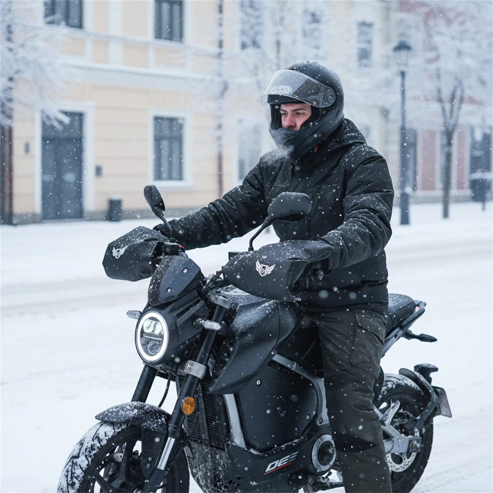 Guantes de manillar gruesos, manoplas de terciopelo a prueba de viento para exteriores, para ciclismo, montar, motocicleta, bicicleta, guantes universales para manillar