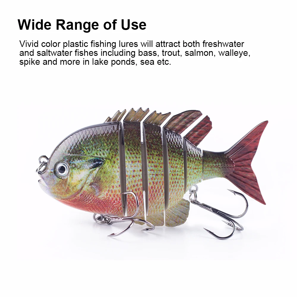 Hanlin Señuelos de Pesca Bluegill, Wobbler Multi articulado, cuerpo duro, cebos artificiales, Swimbaits, aparejos de peces solares que se hunden, 10cm, 37g - imagen 4