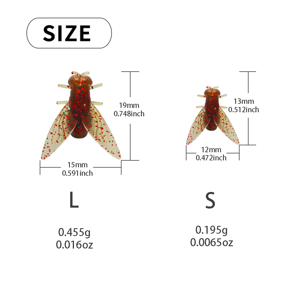 20 unids/caja cebos con mosca Señuelos de pesca de insectos señuelos de goma de silicona suave realistas anzuelos de púas para lubina trucha salmón señuelo para pesca - imagen 5