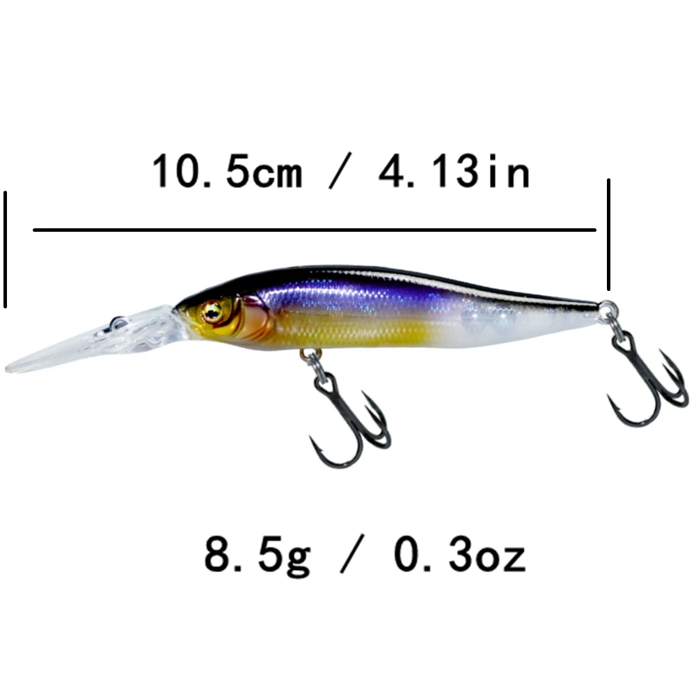 Señuelo de pesca, Wobbler, cebo duro, pececillo flotante lento, sonajero Jerkbait, señuelo de roca, 8 #   Ganchos, calidad japonesa, 105 mm, 8,5 g, 1 pieza - imagen 2