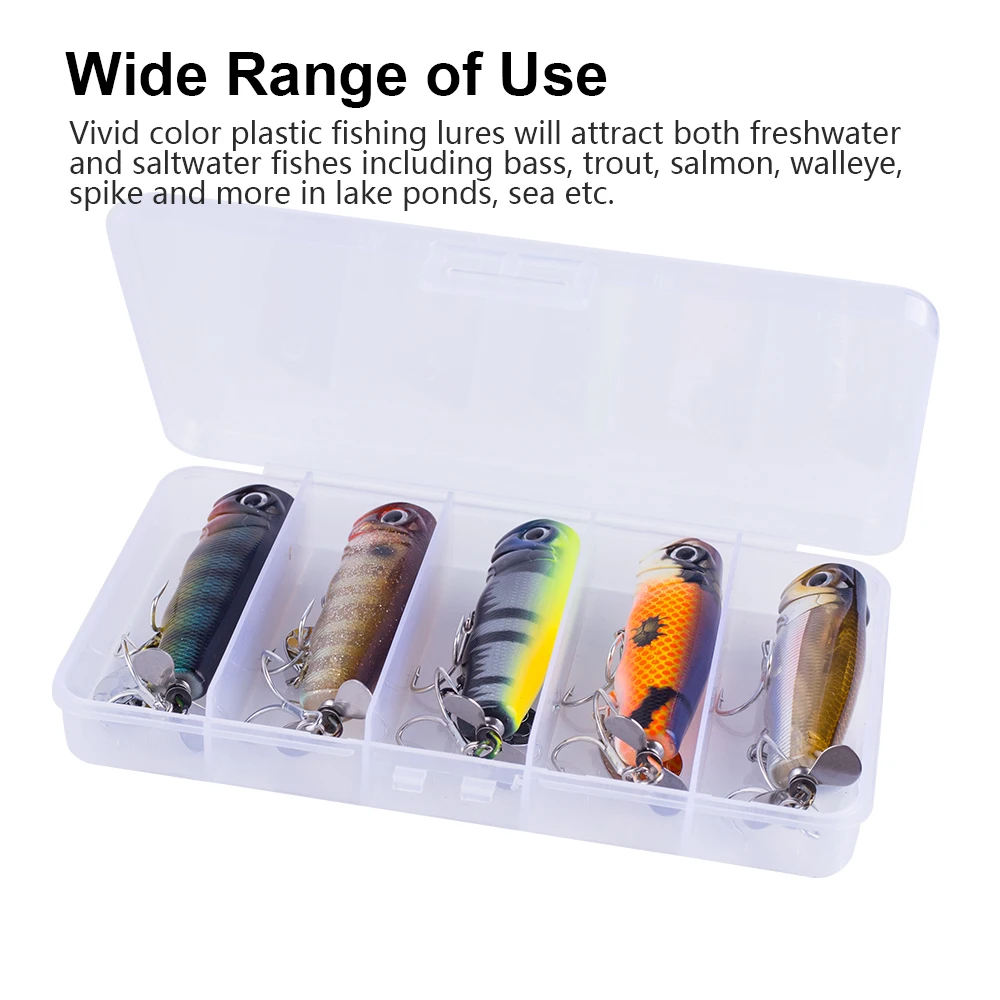 Hanlin-Señuelos de Pesca giratorios, cebos giratorios de 8CM y 13,5G, 5 piezas - imagen 3