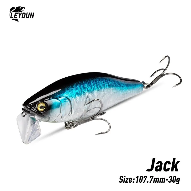 I-JACK Minnow Señuelos de Pesca 107,7mm 30g natación flotante cebos duros de alta calidad sistema de ruido Wobblers para Lucio