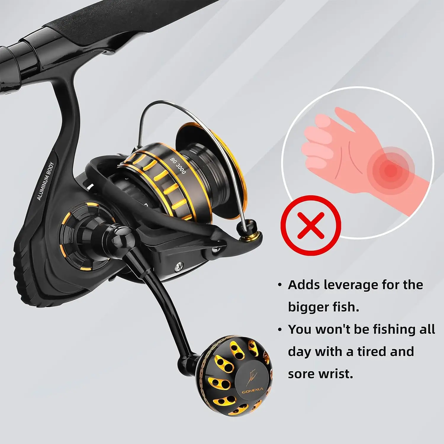 Mango de alimentación GOMEXUS Plug and Play para carrete de agua salada Daiwa BG 4500-8000 75 mm 87 mm (elija la opción para diferentes tamaños) - imagen 4