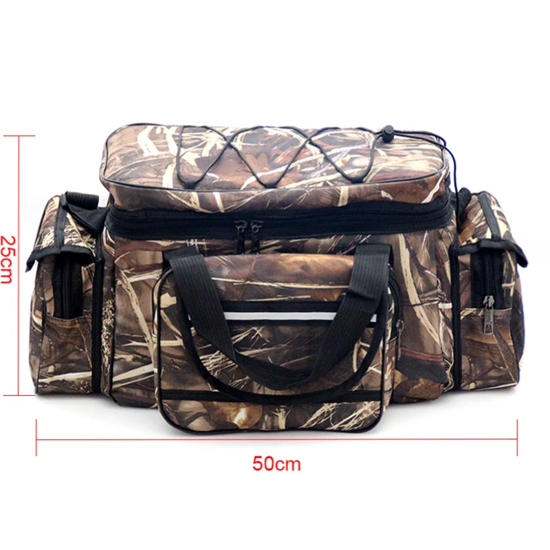 Bolsa de pesca multiusos impermeable de 50x30x25cm, bolsa de nailon de gran capacidad para aparejos de pesca, bolsos de hombro para exteriores de dos capas - imagen 5