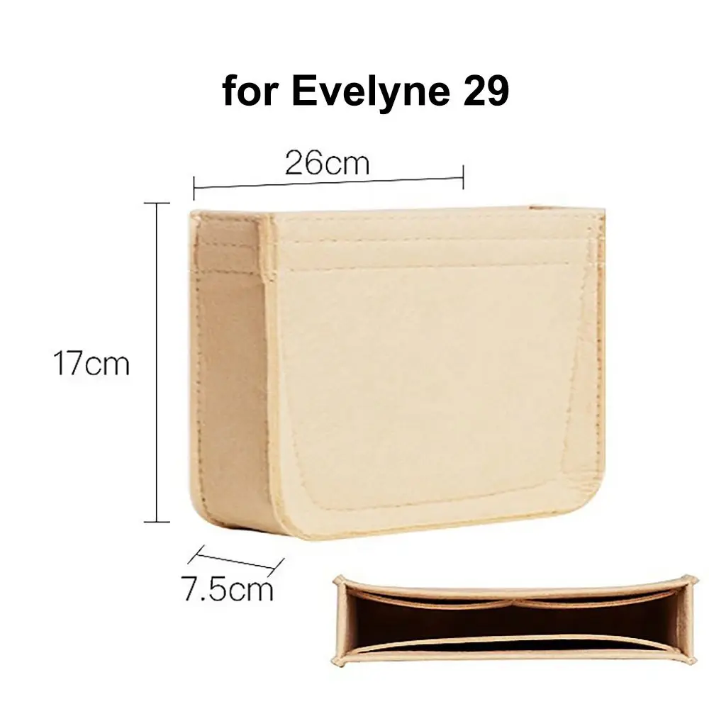 Nuevo bolso de fieltro, bolsa de inserción, bolso de viaje portátil, bolsa con forro, organizador de bolso multibolsillo para Evelyne 16/29/33 - imagen 3