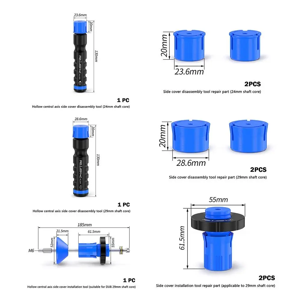 Herramienta de cubierta lateral del eje Central de bicicleta azul y negro, cubierta de plástico a prueba de polvo de 24/29mm, cubierta lateral del eje Central hueco integrado - imagen 5