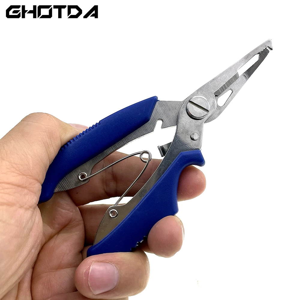 Alicates de pesca multifuncionales, removedor de gancho de acero inoxidable, cortador de línea, aparejos de pesca, agarre, Alicates de anillo dividido, actividades al aire libre - imagen 3