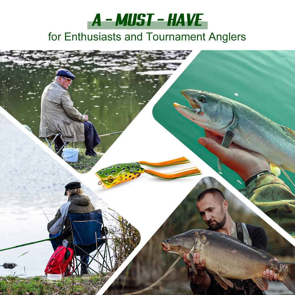 Goture-señuelo de pesca Topwater para lubina, calidad Premium, tipo RANA, Kit de señuelos blandos para pesca en agua salada y dulce, 6cm/16g, 10/15 piezas - imagen 5