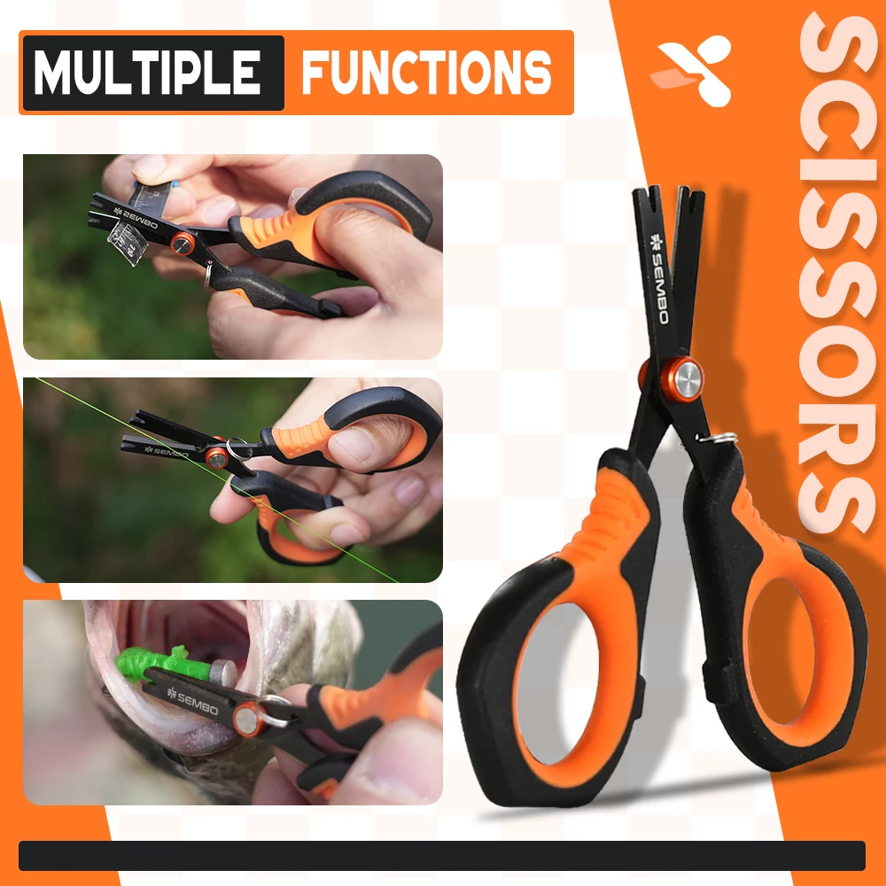 ZUKIBO-tijeras de pesca de acero inoxidable 420J2, hojas dentadas recubiertas de titanio, agarre antideslizante, herramientas de pesca trenzadas/carbono - imagen 3