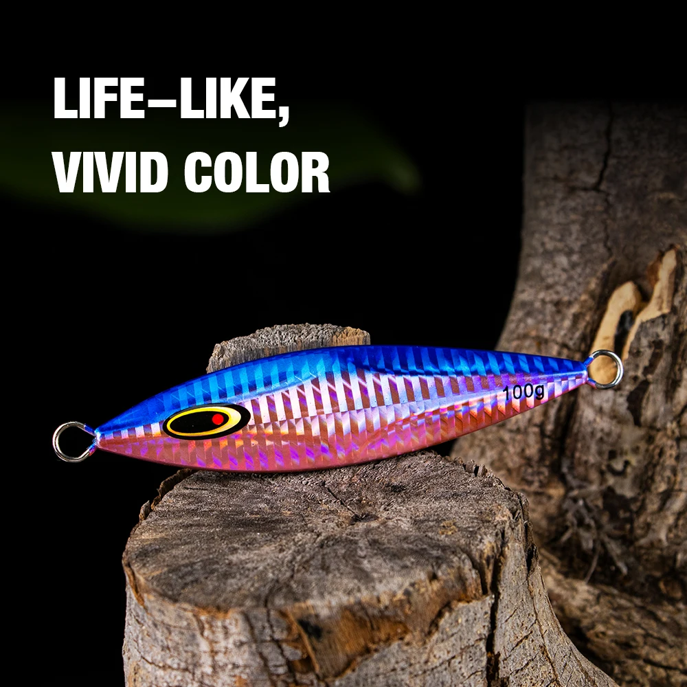 THORFORCE 100g UV luminoso rápido plomo Vertical Jigging señuelo buen láser reflectante Metal Artificial plantillas de pesca de agua salada - imagen 4
