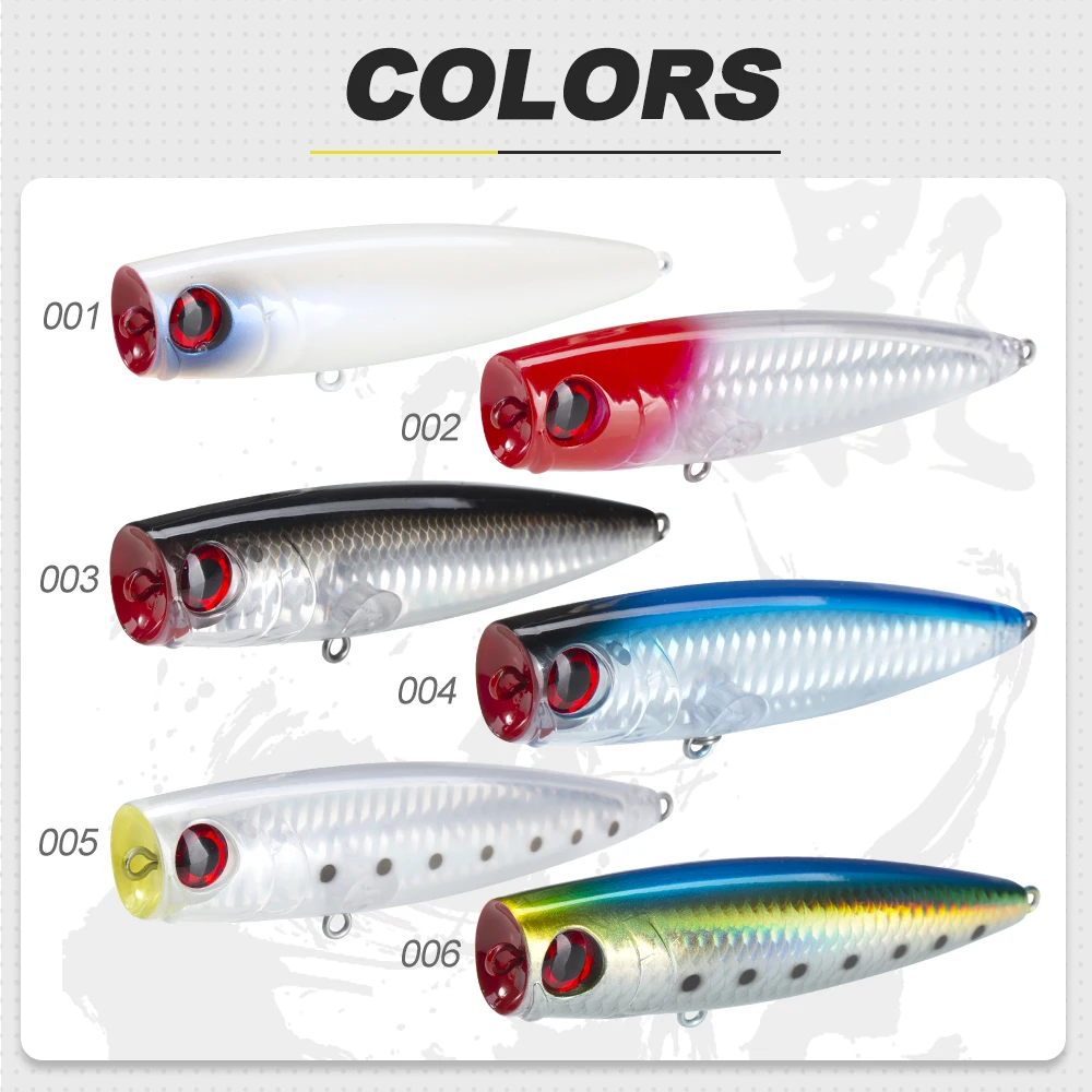 Señuelos de pesca D1 Topwater Popper, 110mm, 20g, Wobblers flotantes, cebos duros artificiales de fundición larga, fresco de mar para lubina, señuelo de Lucio - imagen 5