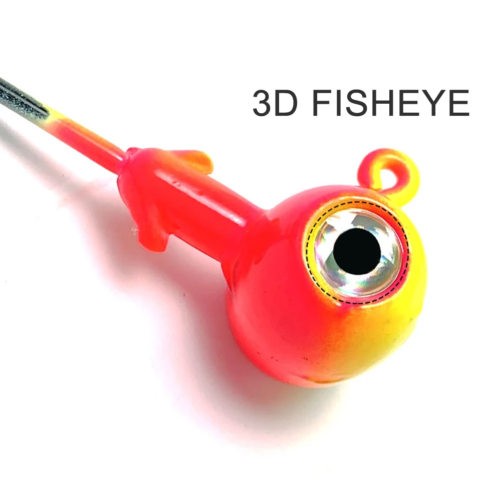 Lote de 5 unidades de anzuelos 3D de 3,5g/5g/7g/10g/14g con cabeza de plomo, juego de aparejos de pesca con púas para gusanos blandos, cebo, barco oceánico - imagen 4