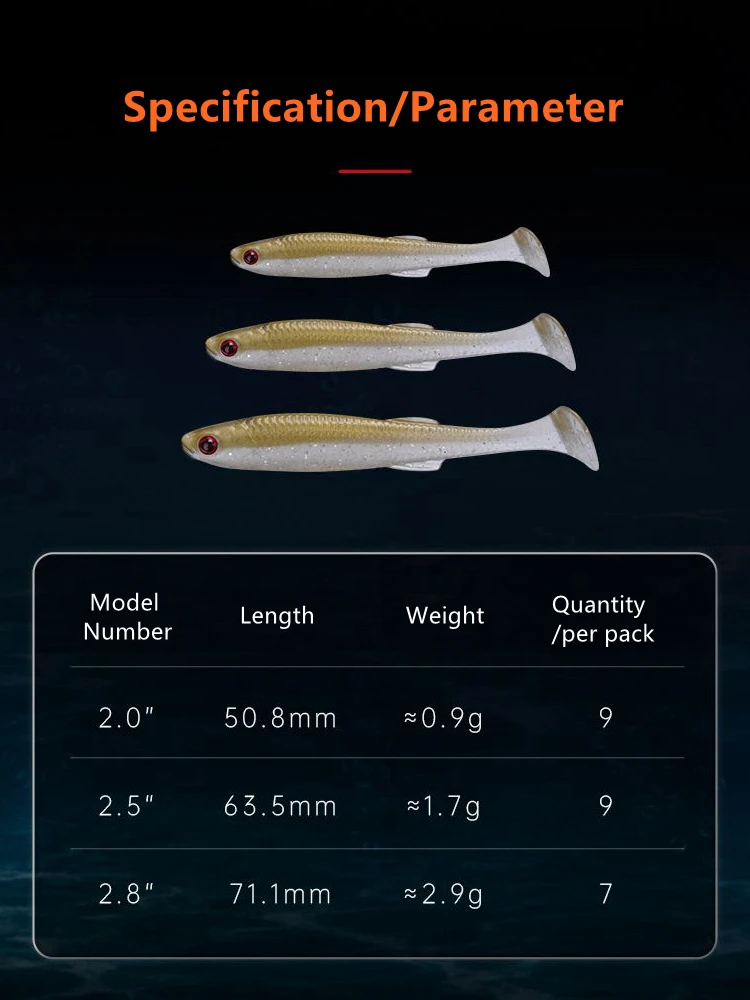 7/9 Uds FISHANT pez Real gordo cola en T señuelos blandos flotantes 50,8/63, 5/71,1mm cebo de silicona pesca en el mar Wobblers cebo falso Artificial - imagen 3