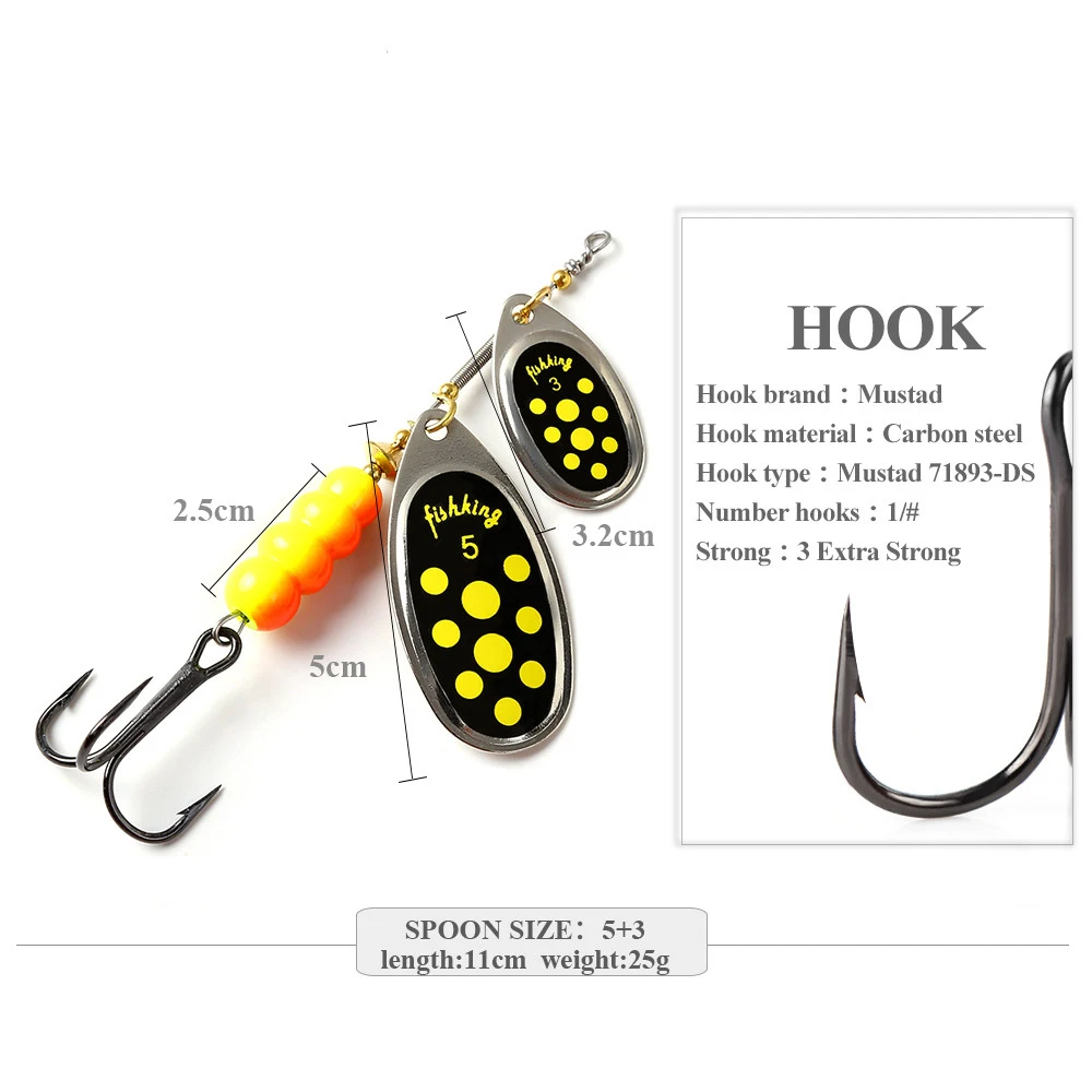 FTK-señuelo giratorio Fsihing, anzuelo de pesca de 25G, de fundición larga, cuchara dura, cebo Jigging, Buzz Bass, Lucio, engranaje de Metal, 1 unidad - imagen 5