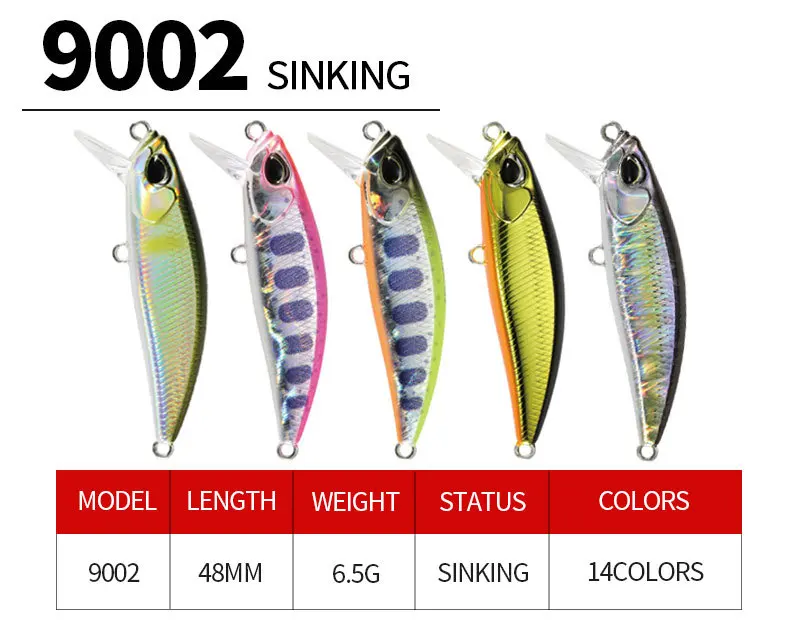 Señuelo duro de pececillo que se hunde, 1 piezas, 48mm, 6,5g, Wobblers, señuelo de Pesca de carpa Isca, señuelo de pececillo Artificial para trucha, lubina - imagen 3