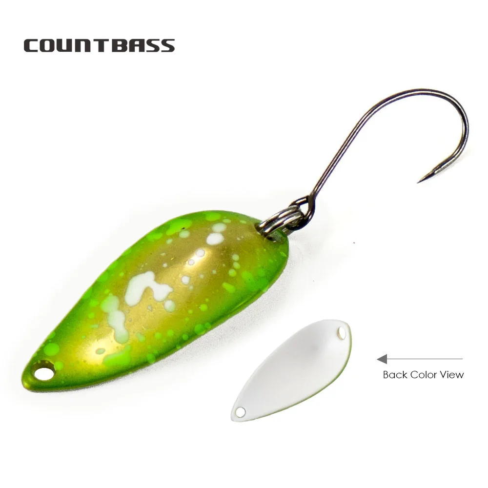 COUNTBASS-cuchara de trucha fundida, 6 uds., 2,5g, 3/32oz, con un solo gancho sin púas, Señuelos de Pesca de latón y Metal para salmón, Lucio y lubina - imagen 5
