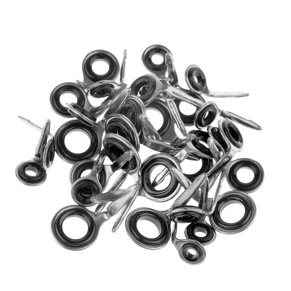 Guía de caña de pescar duradera de una sola pierna, 10 piezas, acero inoxidable 2,5 #-10 #, anillo de cerámica de ojo, tamaños mixtos ovalados, Kit de reparación de punta de caña de pescar - imagen 2