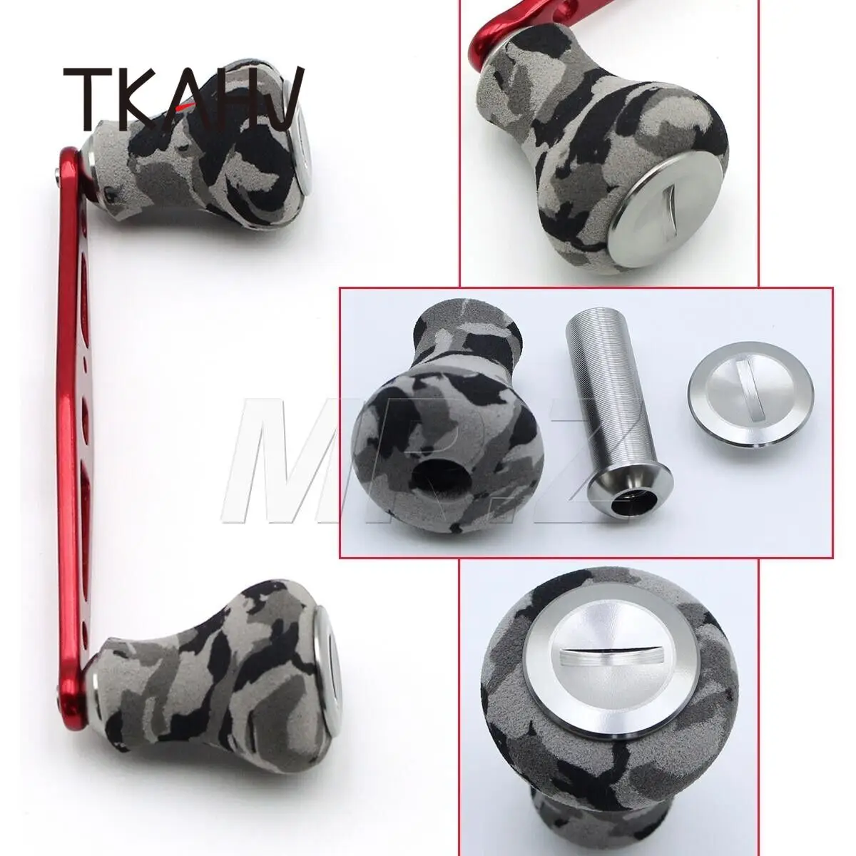 TKAHV-mango de carrete de pesca de fundición eléctrica, rojo, 103mm de largo, para Abu Daiwa Shimano Baitcast, carrete de tambor de perfil bajo, color gris - imagen 4