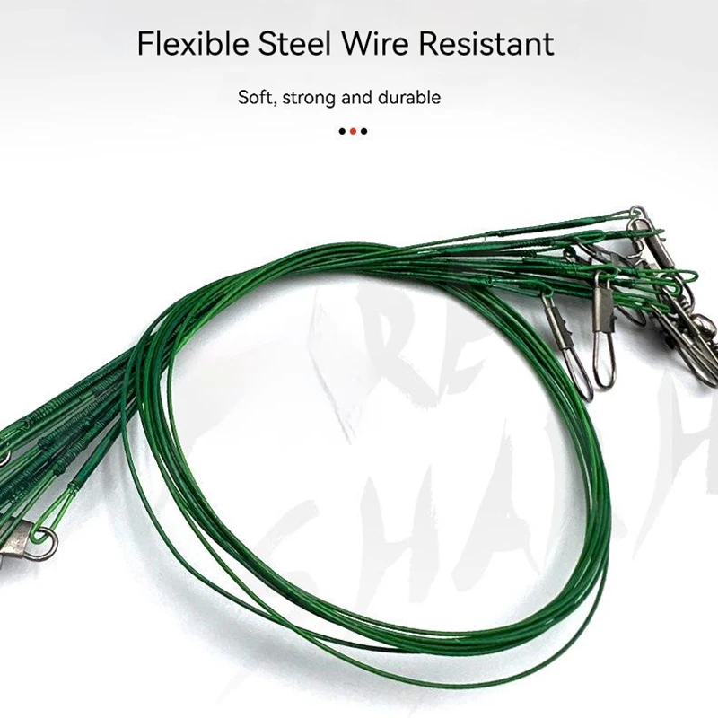 Línea de pesca de acero antimordida, líder de alambre de acero con accesorio de pesca giratorio, correa de núcleo de plomo, alambre de pesca, 25 uds. - imagen 5