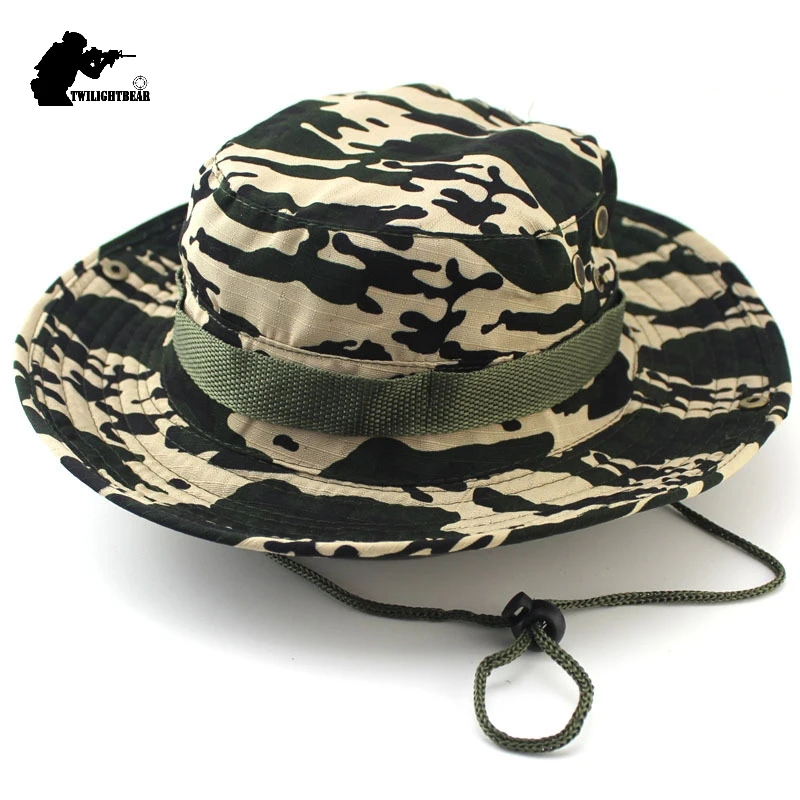 Sombreros Boonie de camuflaje al aire libre, sombrero de pescador de alta calidad, sombrero de cubo informal, caza, senderismo, pesca, gorra de escalada, 26 colores, MF23 - imagen 5
