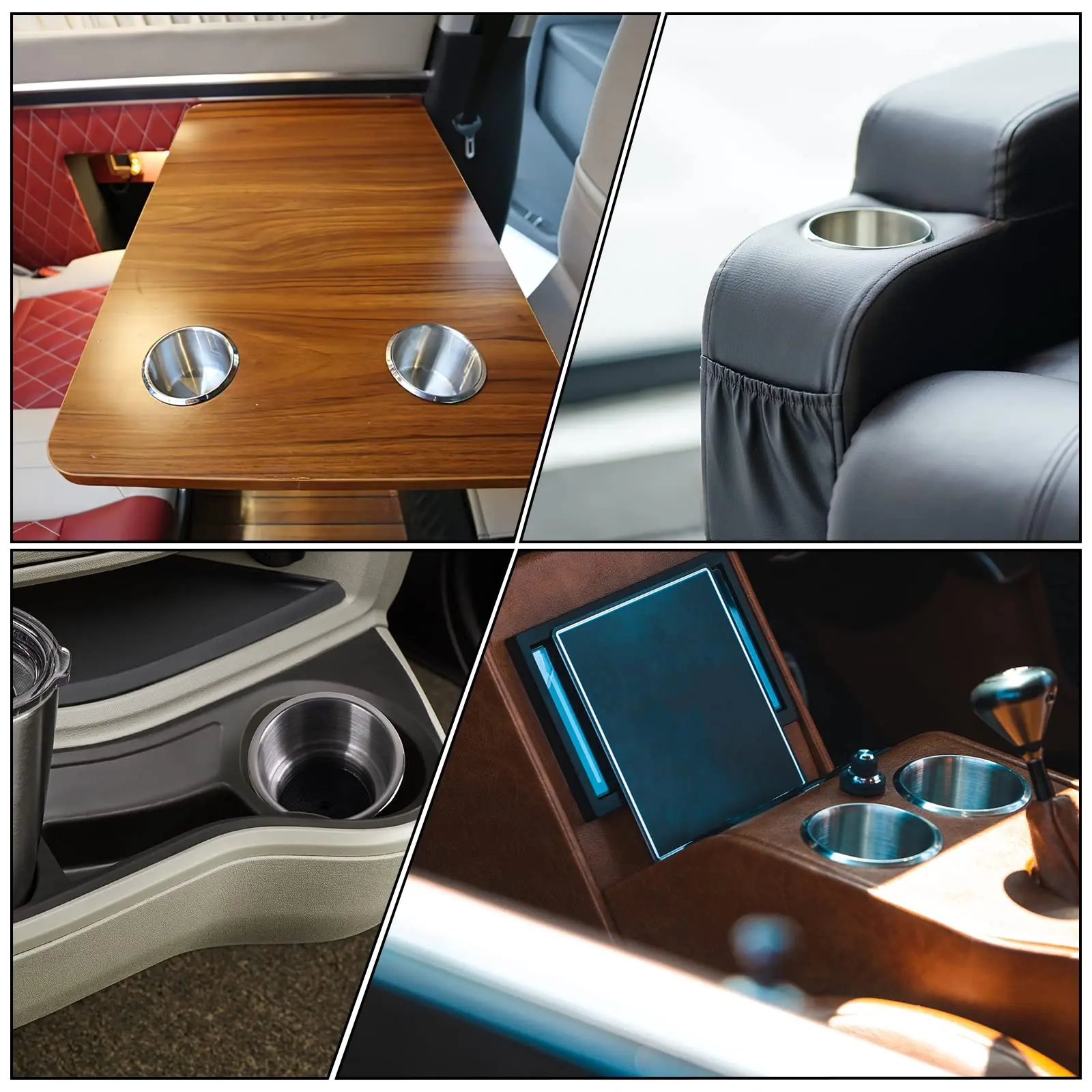 Goture Portavasos para yate, portavasos de acero inoxidable pulido a prueba de herrumbre, con accesorios para barcos con drenaje, coche para camper - imagen 3