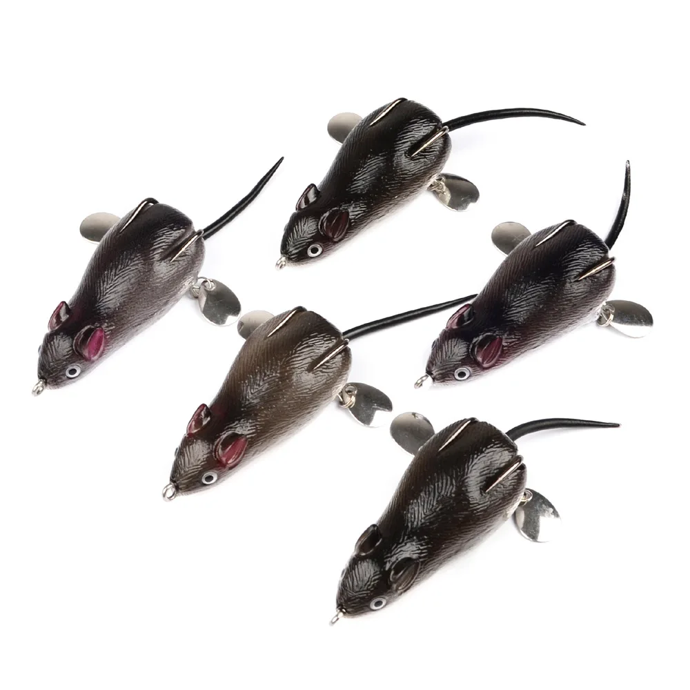 Topwater-Señuelos de Pesca de ratón blando, 7cm y anzuelos triples de 17,5g, Rana Ray Crankbait, cebo Artificial, aparejos de pesca de Lucio, 1 unidad - imagen 5