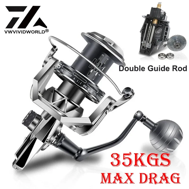 8000-12000 35KG Max Drag Zoutwatervisserij-reel Legering Spoel Stalen Lager Legering Gear Metalen Arm Zee boot Vissen Spinning Reel - imagen 4