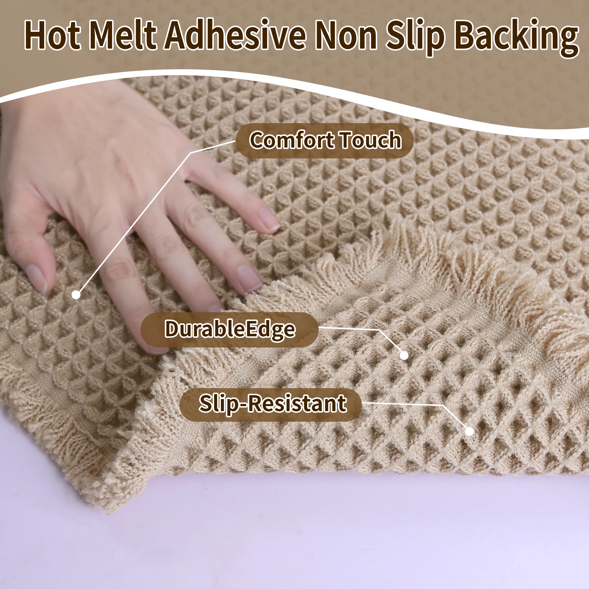 Alfombra de baño waffle antideslizante super absorbente boho lavable - imagen 3