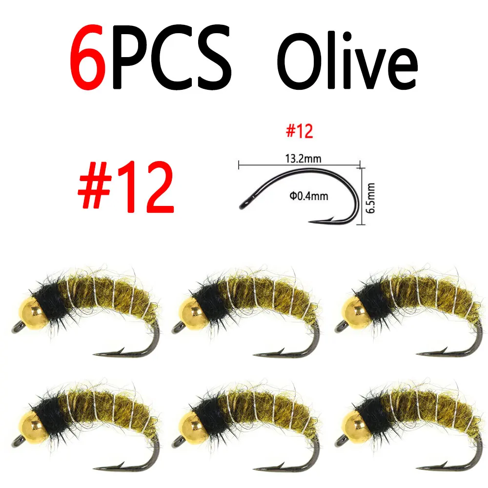 6pcs Olive Size 12