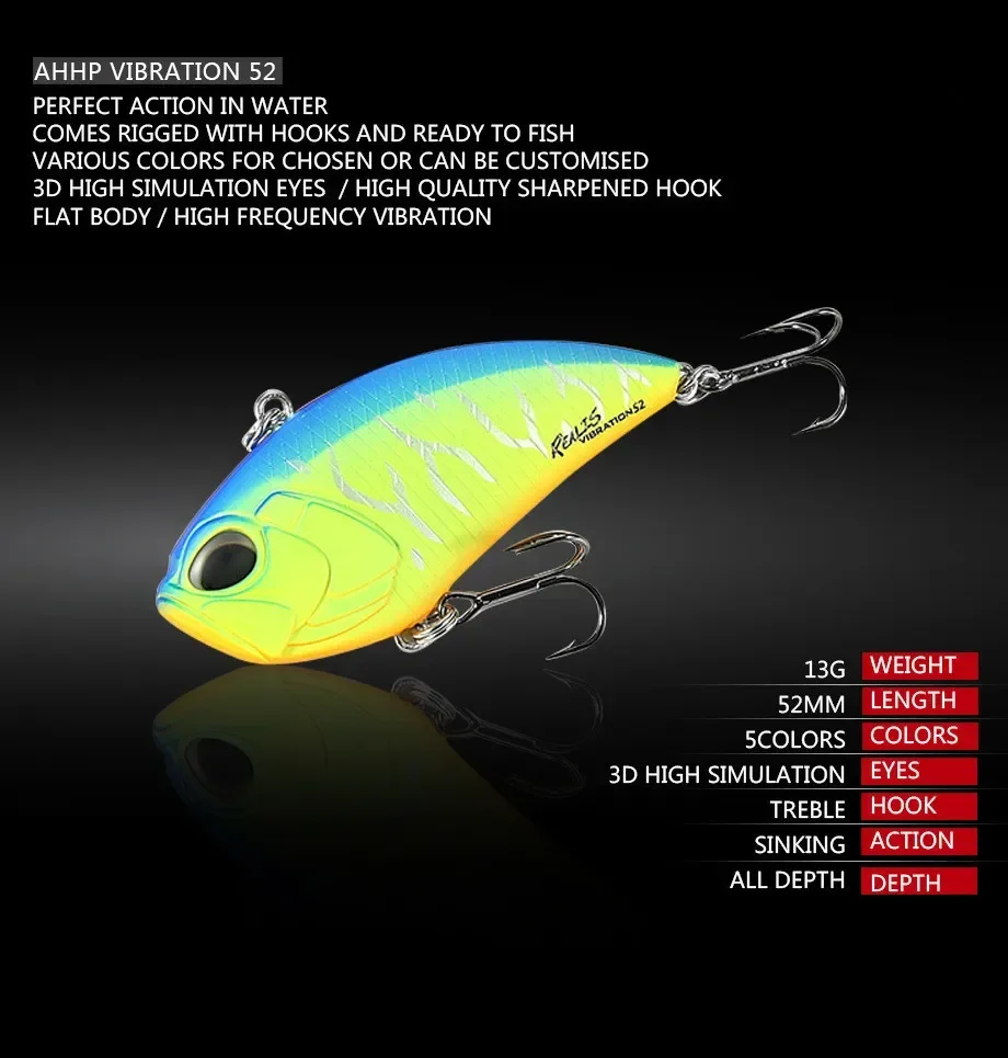 ALASICKA 5,4 cm/14,5g 5 colores ABS plástico VIB 3D ojo de pez imitación camino corredor señuelo con plomo fundición larga agua completa señuelo biónico - imagen 2